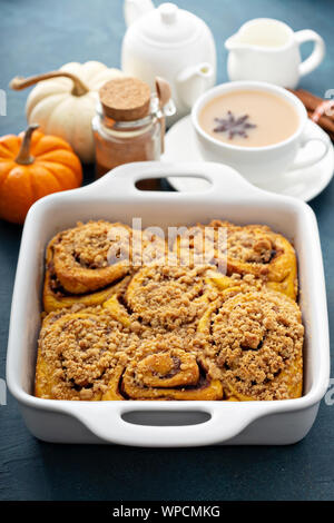 Pumpkin cinnamon rolls Stock Photo