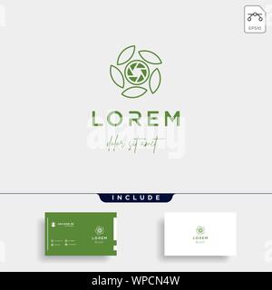 Camera Shutter Leaf Logo Design Vector Icon Stock Vector