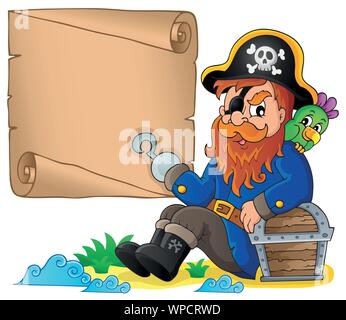 Sitting pirate theme image 6 Stock Vector