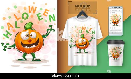 Hallooween pumpkin - mockup for your idea Stock Vector