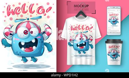 Fly monster - mockup for your idea Stock Vector