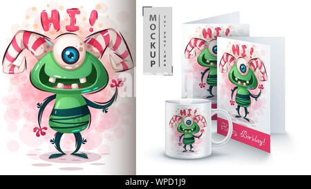 Cute monster - mockup for your idea Stock Vector