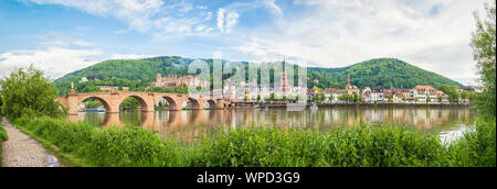 Panorama of Heidelberg made from side of Neckar river, Baden-Wurttemberg, Germany Stock Photo