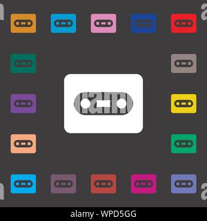 audio cassette icon sign. Lots of colorful symbols for your design ...