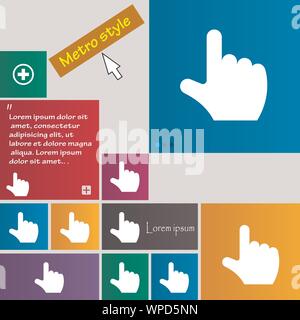 pointing hand icon sign. Metro style buttons. Modern interface website ...