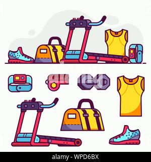 Sport Running and Fitness Lifestyle Icon Set Stock Vector