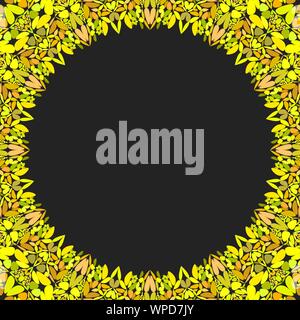 Circular floral frame ornament - vector background design with blank black space in the middle Stock Vector