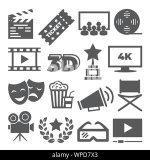 Cinema icons on white background Stock Vector