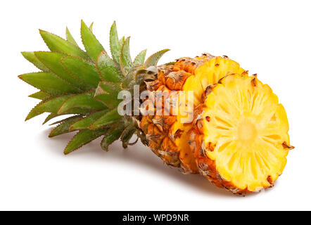 sliced mini pineapple path isolated on white Stock Photo