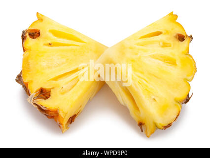 sliced mini pineapple path isolated on white Stock Photo