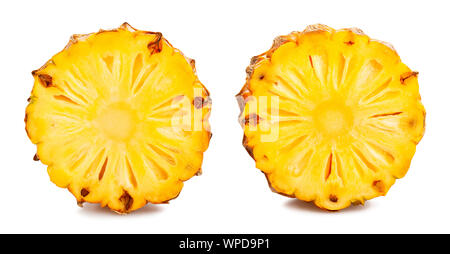 sliced mini pineapple path isolated on white Stock Photo