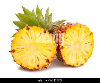 sliced mini pineapple path isolated on white Stock Photo