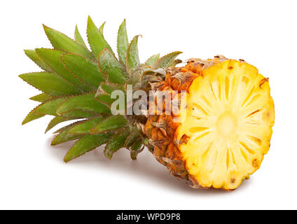 sliced mini pineapple path isolated on white Stock Photo