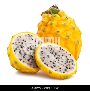 yellow dragonfruit pitahaya path isolated on white Stock Photo