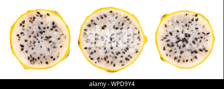 yellow dragonfruit pitahaya path isolated on white Stock Photo