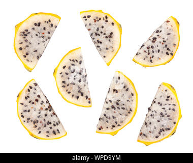 yellow dragonfruit pitahaya path isolated on white Stock Photo