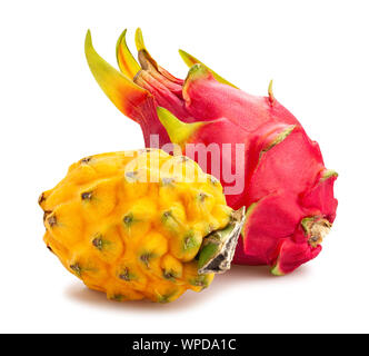 red yellow dragonfruit path isolated on white Stock Photo