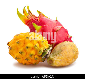 edible cactuses mix path isolated on white Stock Photo