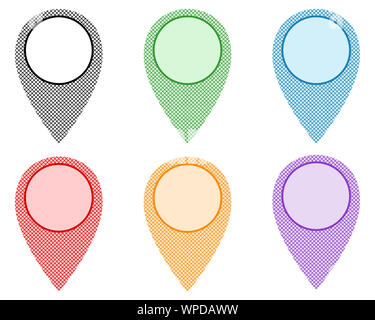 Locator pins in various patterns Stock Photo