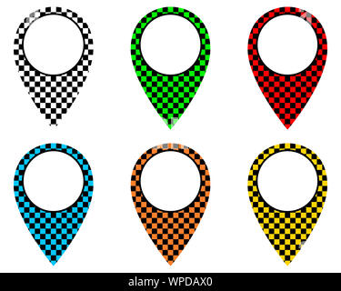 Locator pins in various patterns Stock Photo