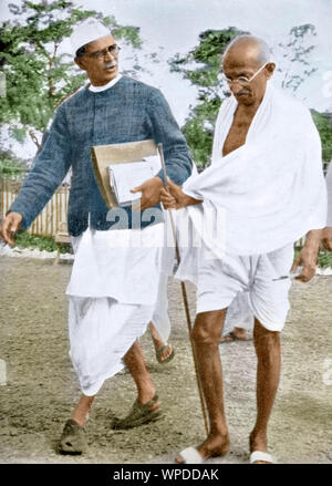 Mahatma Gandhi with Mahadev Desai at the All India Congress Committee ...