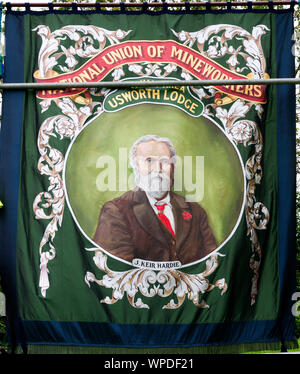 Usworth Lodge Banner, Durham Miners' Gala, 2014 Stock Photo