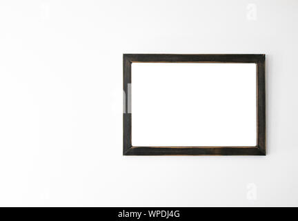 photo frame mockup design. Wooden border on a white background. retro design Stock Photo