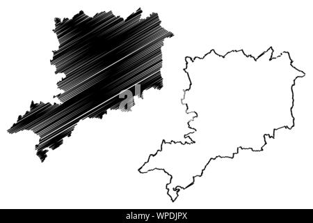 Vas County (Hungary, Hungarian counties) map vector illustration, scribble sketch Vas map Stock Vector
