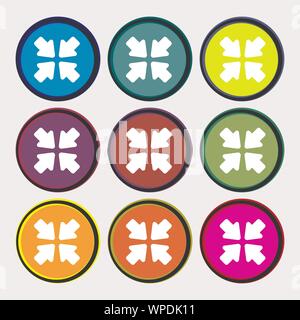 turn to full screen icon sign. Nine multi-colored round buttons. Vector Stock Vector