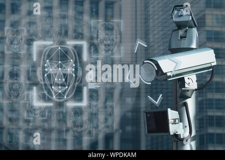 Surveillance camera with face recognition system Stock Photo