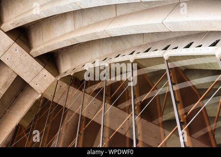 Sydney Opera House Ribs. Abstract detail under sails. Concrete. Stock Photo