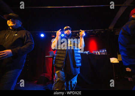 Oslo, Norway. 4th, September 2019. The American hip hop group La Coka Nostra performs a live concert at Krøsset in Oslo. Here the rappers Slaine (L), Ill Bill (C) and Danny Boy (R) are seen live on stage. (Photo credit: Gonzales Photo - Per-Otto Oppi). Stock Photo