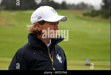 Team Europe captain Catriona Matthew during preview day one of the 2019 Solheim Cup at Gleneagles Golf Club, Auchterarder. Stock Photo
