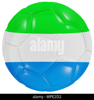 3d rendering of a Sierra Leone flag on a soccer ball. Isolated in white background Stock Photo