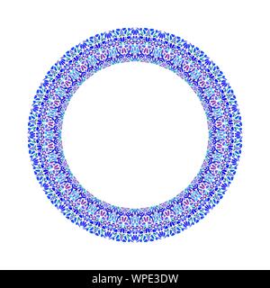 Colorful abstract geometrical floral circular wreath - round vector design element Stock Vector