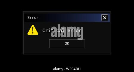 Modern night mode theme of a vintage error message pop-up. Stock Vector