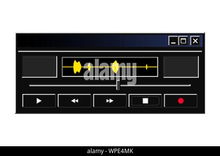 Retro audio recorder interface in modern dark mode theme Stock Vector