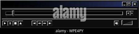 Retro minimized audio or video player status bar interface in modern dark mode theme Stock Vector