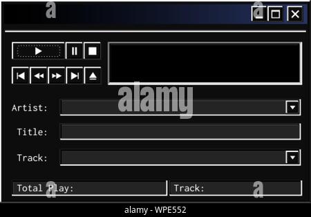 Retro audio player interface in modern dark mode theme Stock Vector