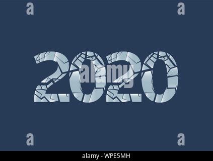 Cracked ice 2020 figures Stock Vector