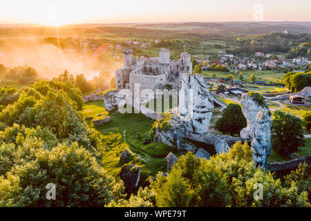 medieval castle ruins located in Ogrodzieniec, Poland Stock Photo