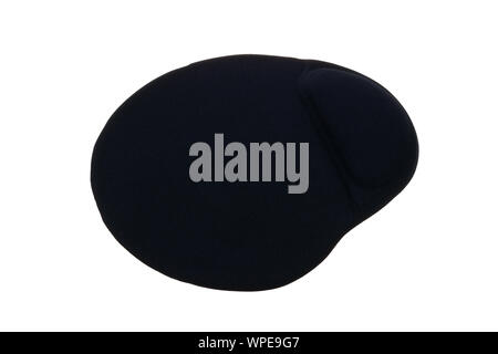 Black ergonomic mouse pad isolated on white background. Stock Photo
