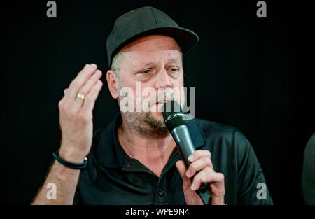 Hamburg, Germany. 09th Sep, 2019. Smudo, musician, speaks during the press conference of the Alliance #Undivisible. Among other things, the alliance expressed its views on the elections in Saxony and Brandenburg as well as the upcoming state elections in Thuringia. Credit: Axel Heimken/dpa/Alamy Live News
