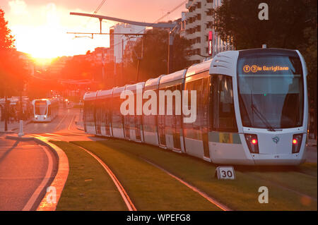 Paris, Straßenbahn T3 auf den Boulevard des Maréchaux - Paris, Tramway T3 at Boulevard des Maréchaux Stock Photo