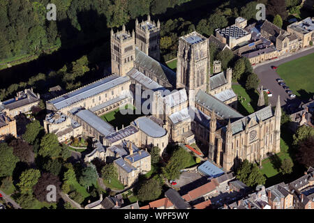 aerial view of Durham Cathedral, County Durham, UK Stock Photo