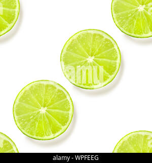 A seamless pattern of limes on a white background, a vibrant fruity citrus repeat print Stock Photo