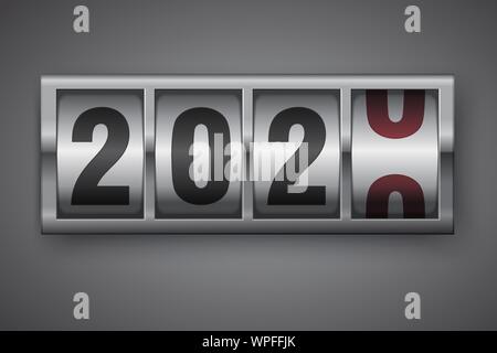 New year mechanical counter showing 2019 switching to 2020 Stock Vector