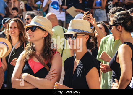 Enough is enough. A demonstration against environmental destruction in Malta. Protesting at out of control construction, road building. Stock Photo