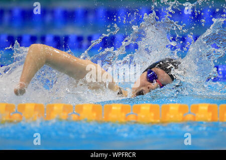 Great Britain's Toni Shaw competes in the Women's 100m Freestyle S9 heats during day one of the World Para Swimming Allianz Championships at The London Aquatic Centre, London. Stock Photo