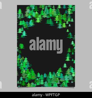 Green abstract random seasonal pine tree card template - blank holiday vector page graphic design from stylized pine trees on black background Stock Vector